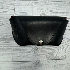 Ray Ban Sunglasses Case Black Leather Snap Closure Hard Shell‎